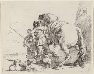 Żołnierz z koniem i pomocnikiem autorstwa Giovanni Battista Tiepolo