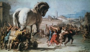 Procesja konia trojańskiego do Troi, ok. 1760 autorstwa Giovanni Battista Tiepolo