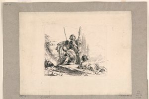Trzech żołnierzy i chłopiec, z Vari Capricci autorstwa Giovanni Battista Tiepolo
