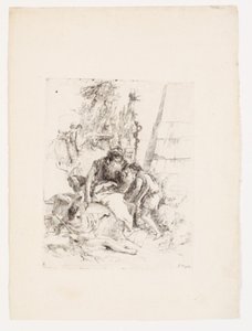 Dwóch siedzących czarodziejów i dwóch młodzieńców autorstwa Giovanni Battista Tiepolo