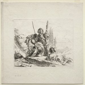 Różne kaprysy: Trzej żołnierze i chłopiec, 1785. autorstwa Giovanni Battista Tiepolo
