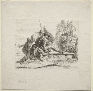 Różne kaprysy: dwaj żołnierze i dwie kobiety autorstwa Giovanni Battista Tiepolo