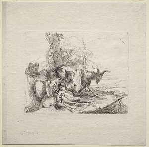 Różne kaprysy: Kobieta z tamburynem, 1785. autorstwa Giovanni Battista Tiepolo