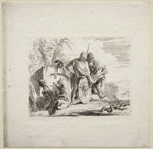 Różne kaprysy: młody żołnierz i astrolog, 1785. autorstwa Giovanni Battista Tiepolo