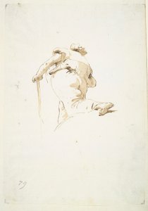 Chodząca postać męska widziana ukośnie od dołu autorstwa Giovanni Battista Tiepolo