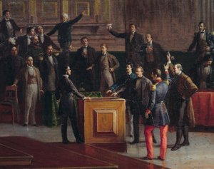 Tymczasowy rząd Wenecji wybiera opór przed gorzkim końcem (1849), obraz Giovanniego Battisty Della Libera autorstwa Giovanni Battista della Libera