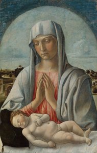 Madonna adorująca śpiące dziecko, początek lat 60. XIV wieku. autorstwa Giovanni Bellini