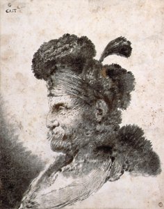 Głowa Orientu z profilu na lewo autorstwa Giovanni Benedetto Castiglione