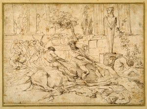 Plaga w Aszdod (pióro i atrament na papierze) autorstwa Giovanni Benedetto (1609 64) Castiglione