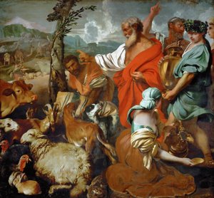 Arche de Noe - Barok: Tablica ze zwierzętami Arka Noego par Castiglione, Giovanni Benedetto (1610-1665), II poł. XVII w. Olej na płótnie, 200x217,5. Muzeum Historii Sztuki, Wiedeń autorstwa Giovanni Benedetto Castiglione