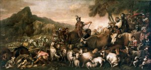 Hebrajczycy w podróży do Ziemi Obiecanej Obraz Giovanniego Benedetto Castiglione dit il Grechetto (1610-1665) XVII w. niedz. 140x300 cm Mediolan, Pinacoteca di Brera autorstwa Giovanni Benedetto Castiglione