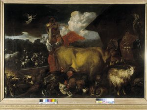 Wejście zwierząt do arki (olej na płótnie) autorstwa Giovanni Benedetto Castiglione