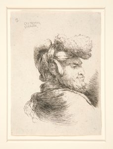 Mężczyzna z profilu, zwrócony w prawo, z cyklu Les petites tetes d autorstwa Giovanni Benedetto Castiglione