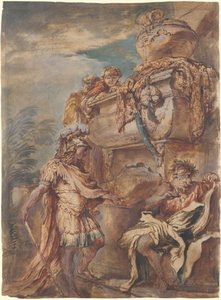 Aleksander przy grobie Cyrusa autorstwa Giovanni Benedetto Castiglione