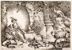 Circe zmieniająca ludzi Odyseusza w bestie autorstwa Giovanni Benedetto Castiglione