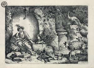 Kirke zamienia towarzyszy Odyseusza w zwierzęta autorstwa Giovanni Benedetto Castiglione