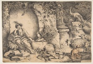 Okrąg z towarzyszami Ulissesa przemieniony w zwierzęta, 1650-51.