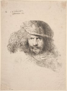 Głowa młodzieńca w kapeluszu z piórami (tzw. Autoportret) autorstwa Giovanni Benedetto Castiglione