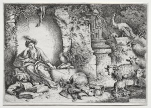 La Mèlancolie, c. 1660-1665. autorstwa Giovanni Benedetto Castiglione