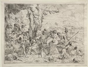 Laban w poszukiwaniu bożków w bagażu Rachel, ok. 1930 r. 1635. autorstwa Giovanni Benedetto Castiglione