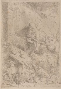 Noe i zwierzęta wchodzące do arki autorstwa Giovanni Benedetto Castiglione