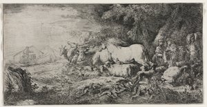 Noe i zwierzęta wchodzące do arki autorstwa Giovanni Benedetto Castiglione