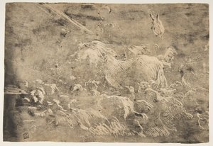 Noe i zwierzęta wchodzące do arki, 1650-55. autorstwa Giovanni Benedetto Castiglione