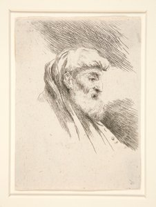 Staruszek z Długą Brodą, z profilu, zwrócony w prawo, z cyklu Les petites tetes d autorstwa Giovanni Benedetto Castiglione