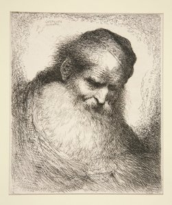 Staruszek z brodą z przodu (z serii dużych orientalnych głów) autorstwa Giovanni Benedetto Castiglione