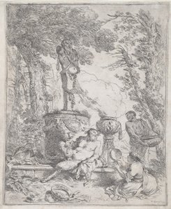 Pan leżący przed hermą autorstwa Giovanni Benedetto Castiglione