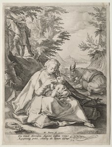 Odpocznij w locie do Egiptu autorstwa Giovanni Benedetto Castiglione