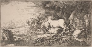 Zwierzęta zmierzające w stronę arki autorstwa Giovanni Benedetto Castiglione