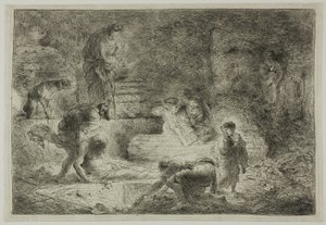 Tobit grzebie zmarłych autorstwa Giovanni Benedetto Castiglione