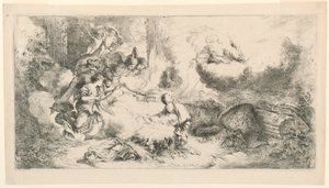 Dziewica i Dzieciątko z Bogiem Ojcem i Aniołami autorstwa Giovanni Benedetto Castiglione
