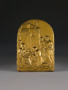 Plaquette, Pokłon Trzech Króli, początek XVI wieku (brąz) autorstwa Giovanni Bernardi
