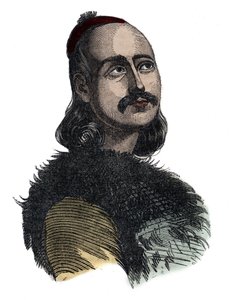 Markos Botsaris (Marco Botzaris) generał i bohater greckiej wojny o niepodległość 1788-1823 - rycina Giovanniego Boggiego autorstwa Giovanni Boggi