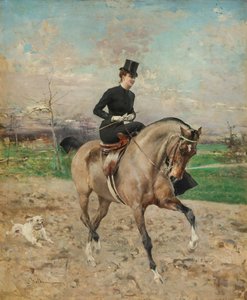 Amazonka. Alice Régnault na koniu, 1878.