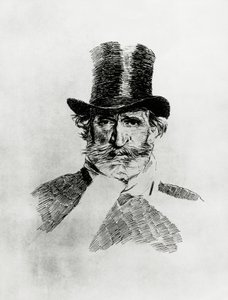 Portret Giuseppe Verdiego (1813-1901), włoskiego kompozytora, rysunek Giovanniego Boldiniego (1842-1931) autorstwa Giovanni Boldini
