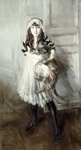 Portret Josefiny Errazuriz trzymającej kota, 1910 autorstwa Giovanni Boldini