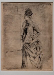 Portret stojącej młodej kobiety z profilu (wizyta) autorstwa Giovanni Boldini