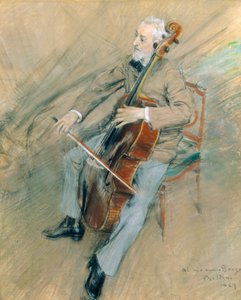 Portret wiolonczelisty Gaetano Braga autorstwa Giovanni Boldini