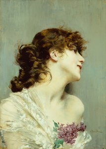 Profil młodej kobiety (olej na panelu) autorstwa Giovanni Boldini