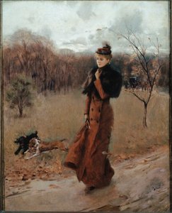 Spacer do parku w Neapolu (olej na płótnie) autorstwa Giovanni Boldini