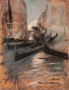 Widok kanału w Wenecji z gondolami (Kanał wenecki i gondole) Obraz Giovanniego Boldiniego (1842-1931) 1910-1914 Kolekcja prywatna autorstwa Giovanni Boldini