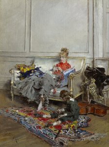 Młoda kobieta, szydełkowanie, 1875 autorstwa Giovanni Boldini