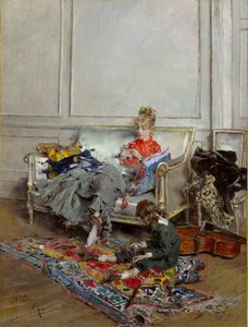 Młoda kobieta szydełkująca autorstwa Giovanni Boldini