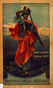 Włoski plakat wojskowy, I wojna światowa: „Prestitio della Vittoria”, plakat włoskich obligacji wojennych autorstwa Giovanni Capranesi