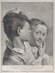 Chłopiec w kapeluszu dotykający twarzy dziewczynki, 1743. autorstwa Giovanni Cattini
