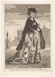 Wenecka Pani La Dame Venitienne en habit de masque (tytuł na obiekcie) Różnorodne portrety (tytuł serii) autorstwa Giovanni David