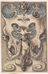 Kartusz z Putto autorstwa Giovanni Domenico Capellino